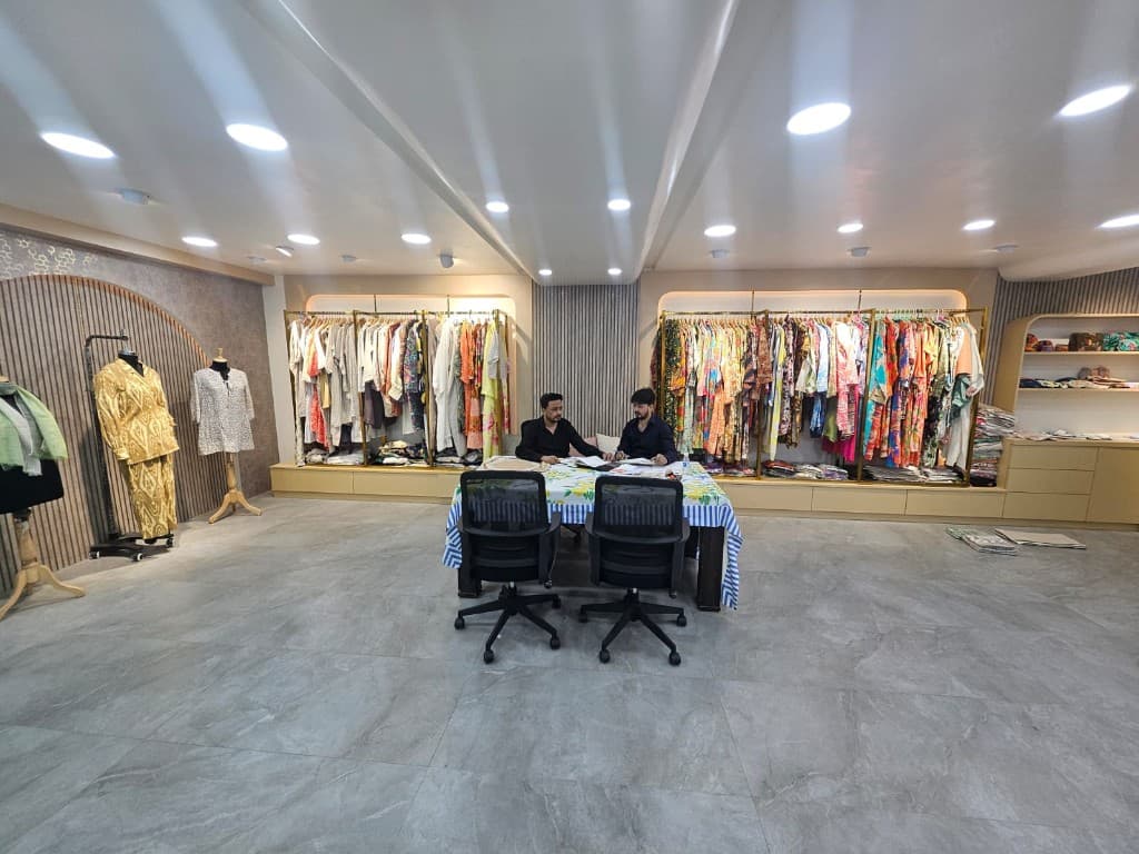 ZedAar Exports showroom with apparel collections and design consultation