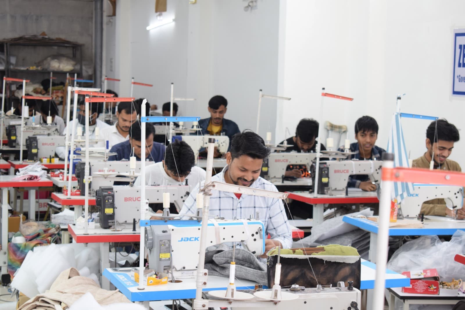 Large-scale garment production line at Zed Aar Exports