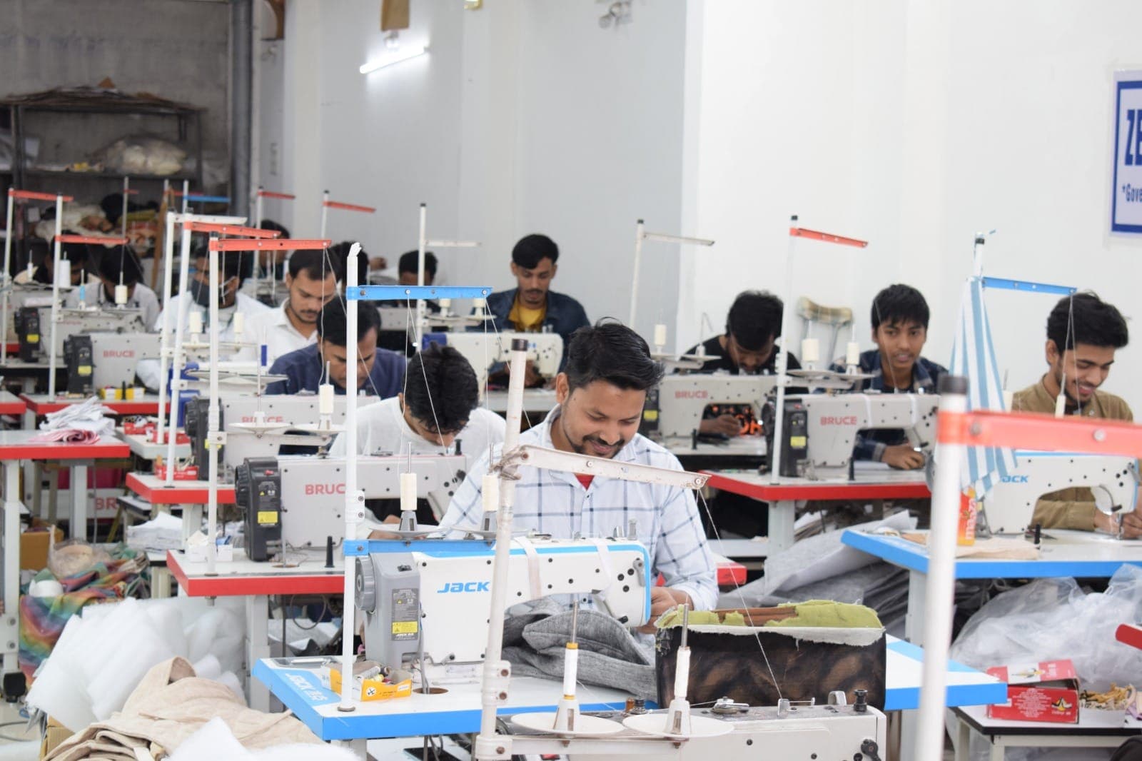Large-scale garment production line at Zed Aar Exports